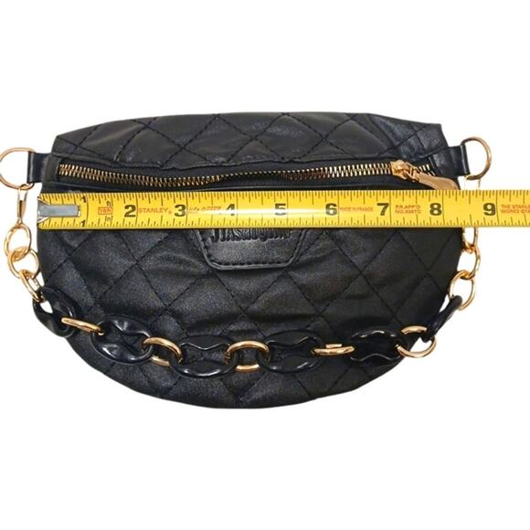 FANNY PACK Designer Paris Style SAFETY Bum Bag PUFF QUILT Modern Chain City Chic - Picture 12 of 14